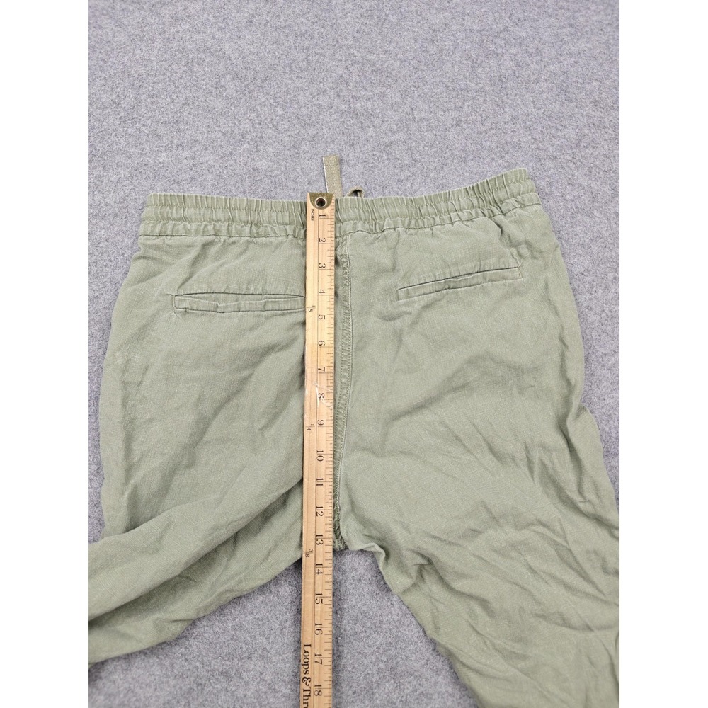 J Crew Pants Womens 4 Green Linen Twill Jogger Cuffed Elastic Waist Casual - Picture 8 of 10
